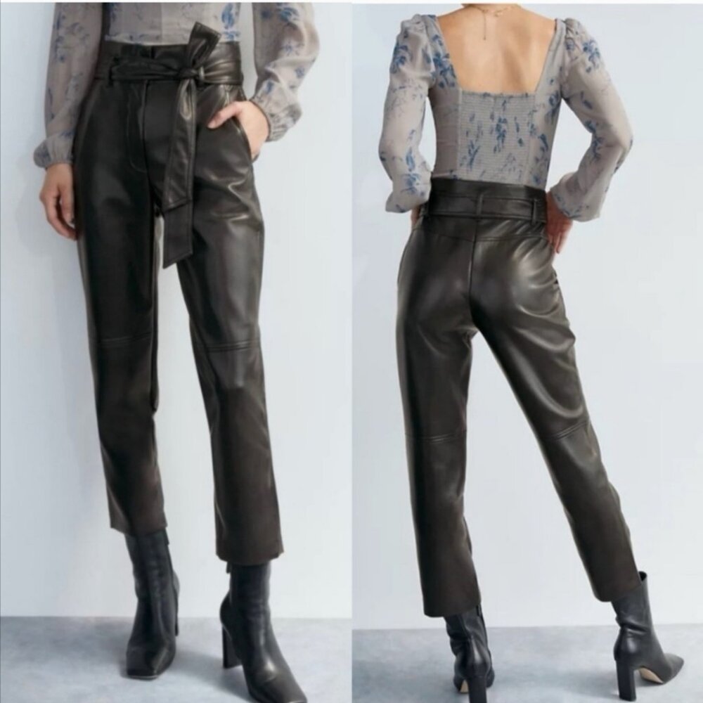 Aritzia Wilfred Faux Leather Tie-Front Pants